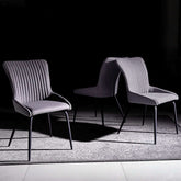 Contemporary Dining Room Chair in Gray and Orange Fabric